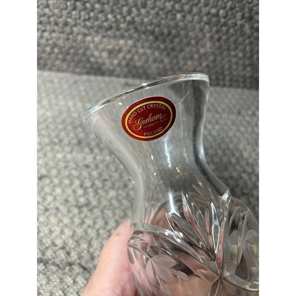 Vintage Gorham Hand Cut Crystal Vase Made in Poland 6.75